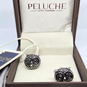 PELUCHE Garnet Rhinestone Owl Cufflinks NEW GIFT Husband Boyfriend Son